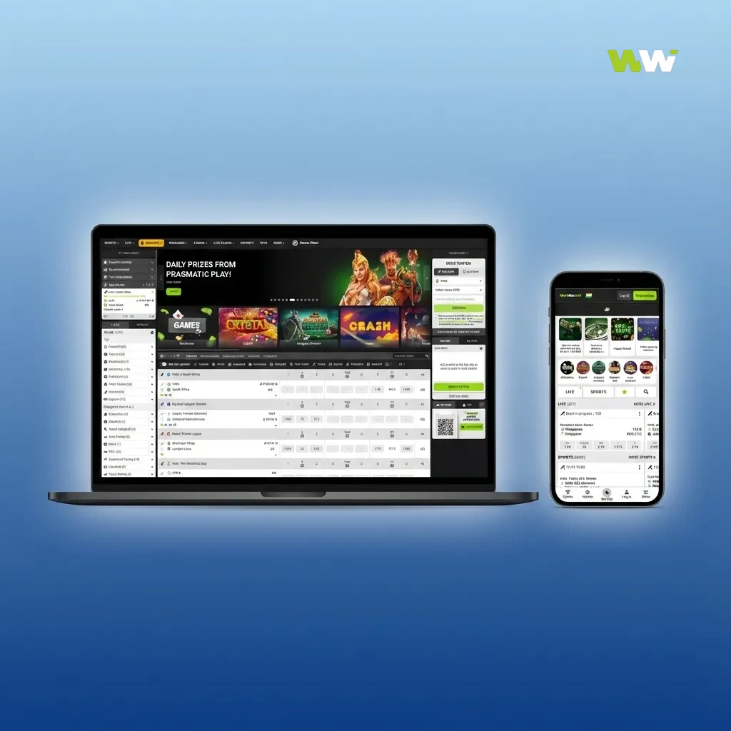 WinWin website interface with fixed top bar navigation and visible account, balance, and cashier buttons for quick betting